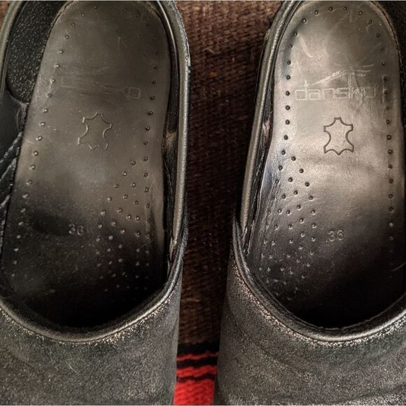 Dansko 36 Black Glitter Leather Clogs Professional - Picture 5 of 8